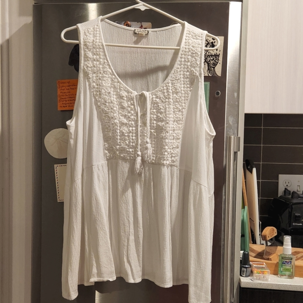 Eyeshadow crochet gauzy tank top